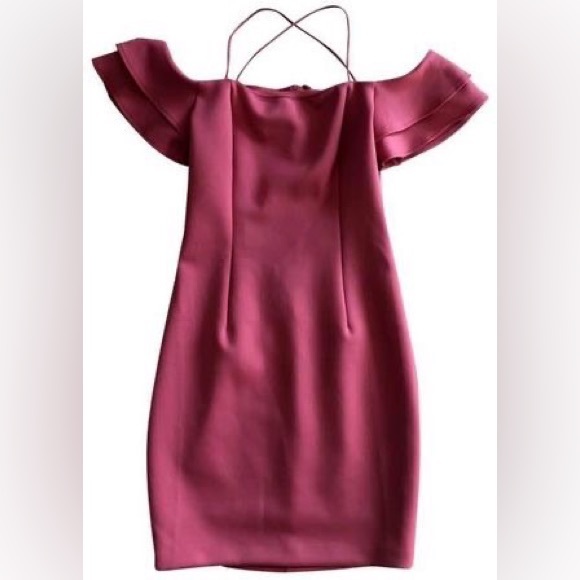 Guess - Pink Womens Off Shoulder Charmaine Delight Ruffle Sleeve Cocktail Dress - Picture 1 of 1